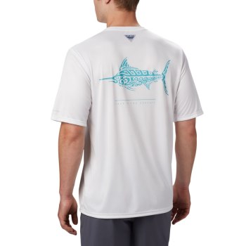 Columbia T-Shirt Heren, PFG Terminal Tackle Tribal Fish Short Sleeve Wit, 31CBPUZGS